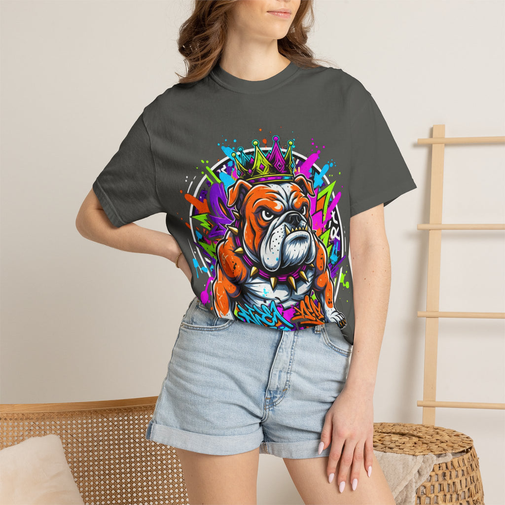 Bulldog Graffiti T-Shirt — Colorful King Crown Streetwear Tee
