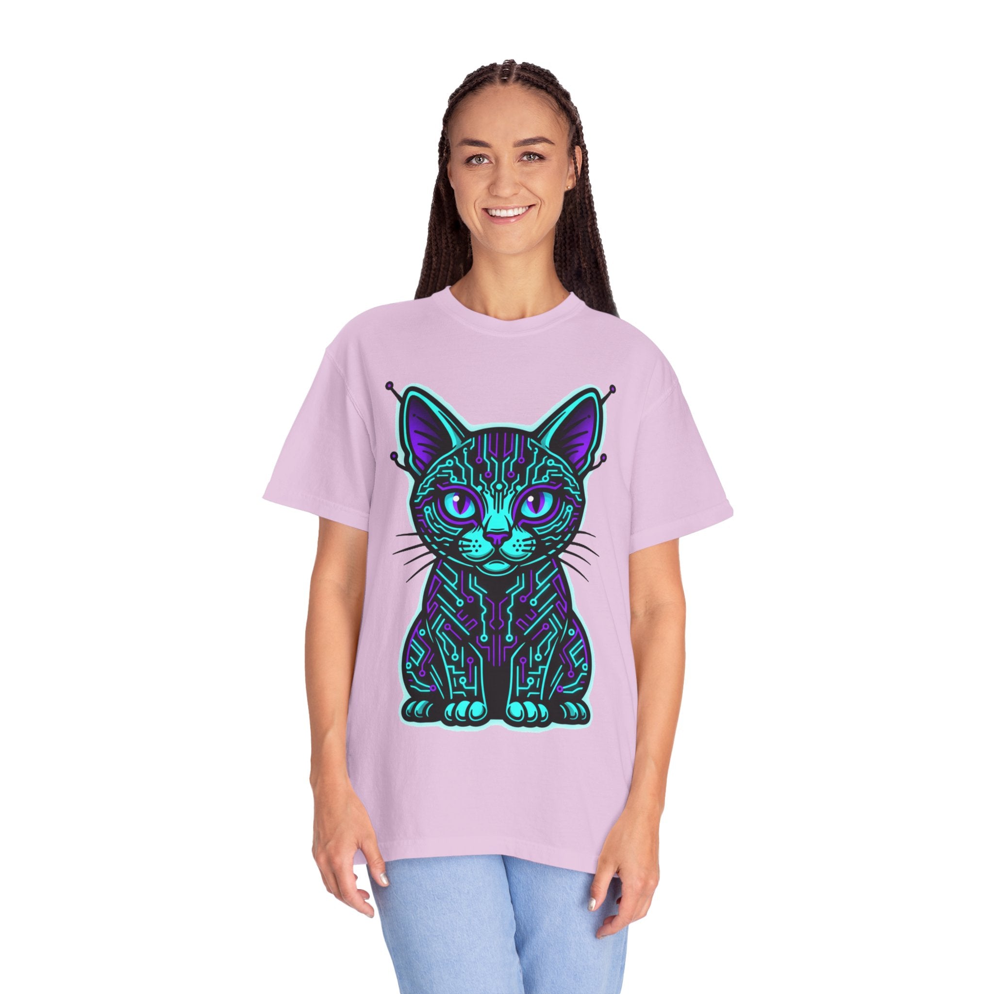 D78 Cyber Felines — Neon Cat T-shirt