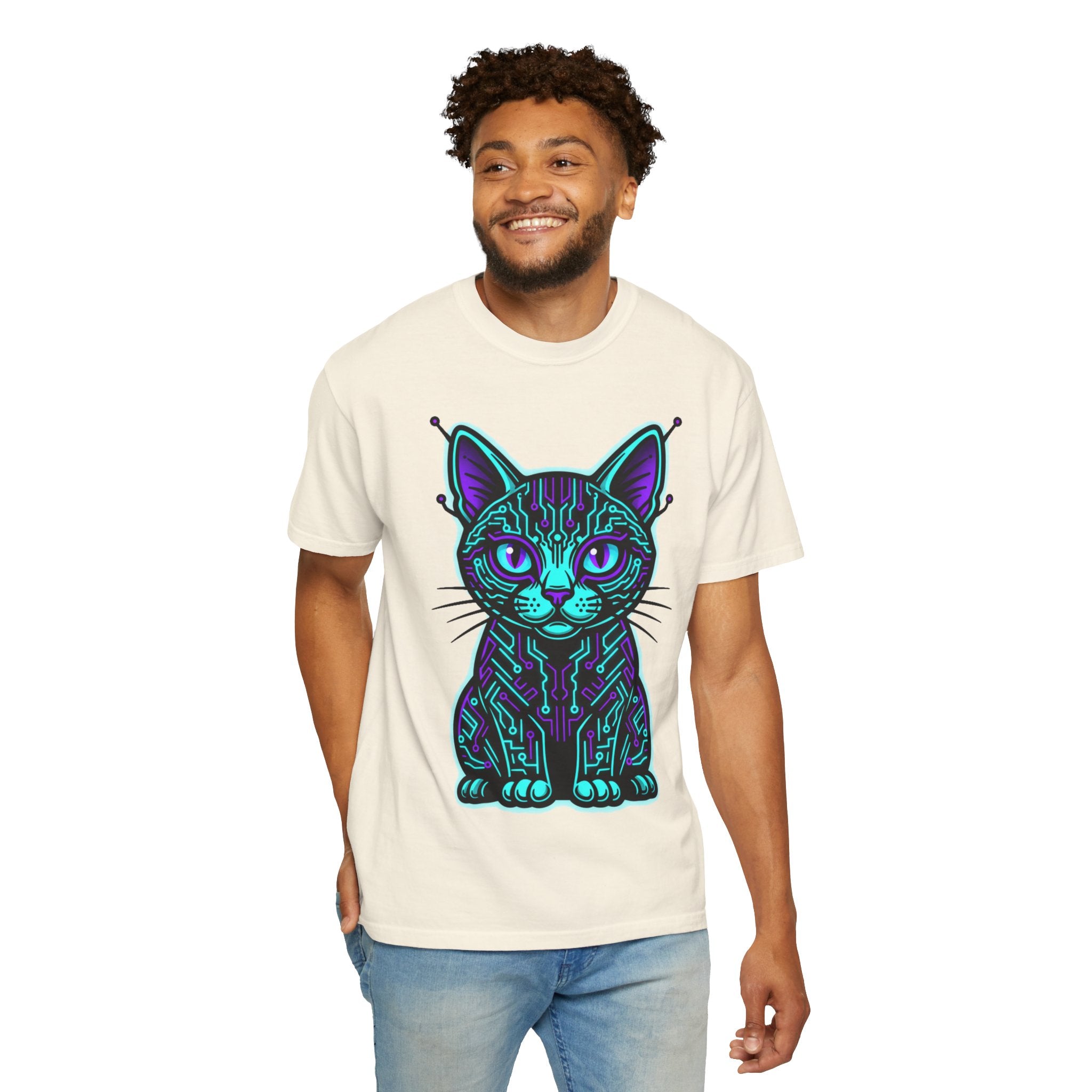 D78 Cyber Felines — Neon Cat T-shirt