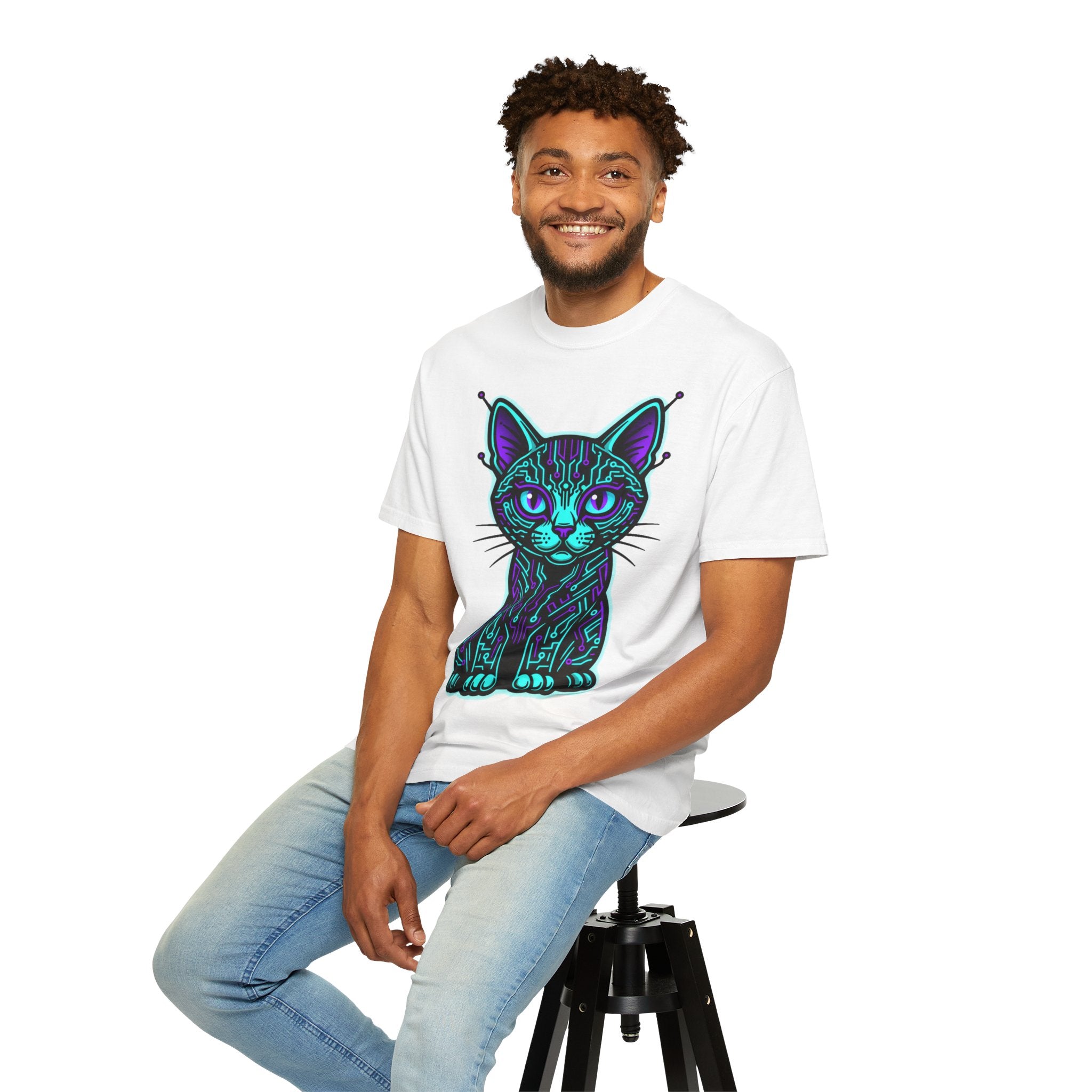 D78 Cyber Felines — Neon Cat T-shirt