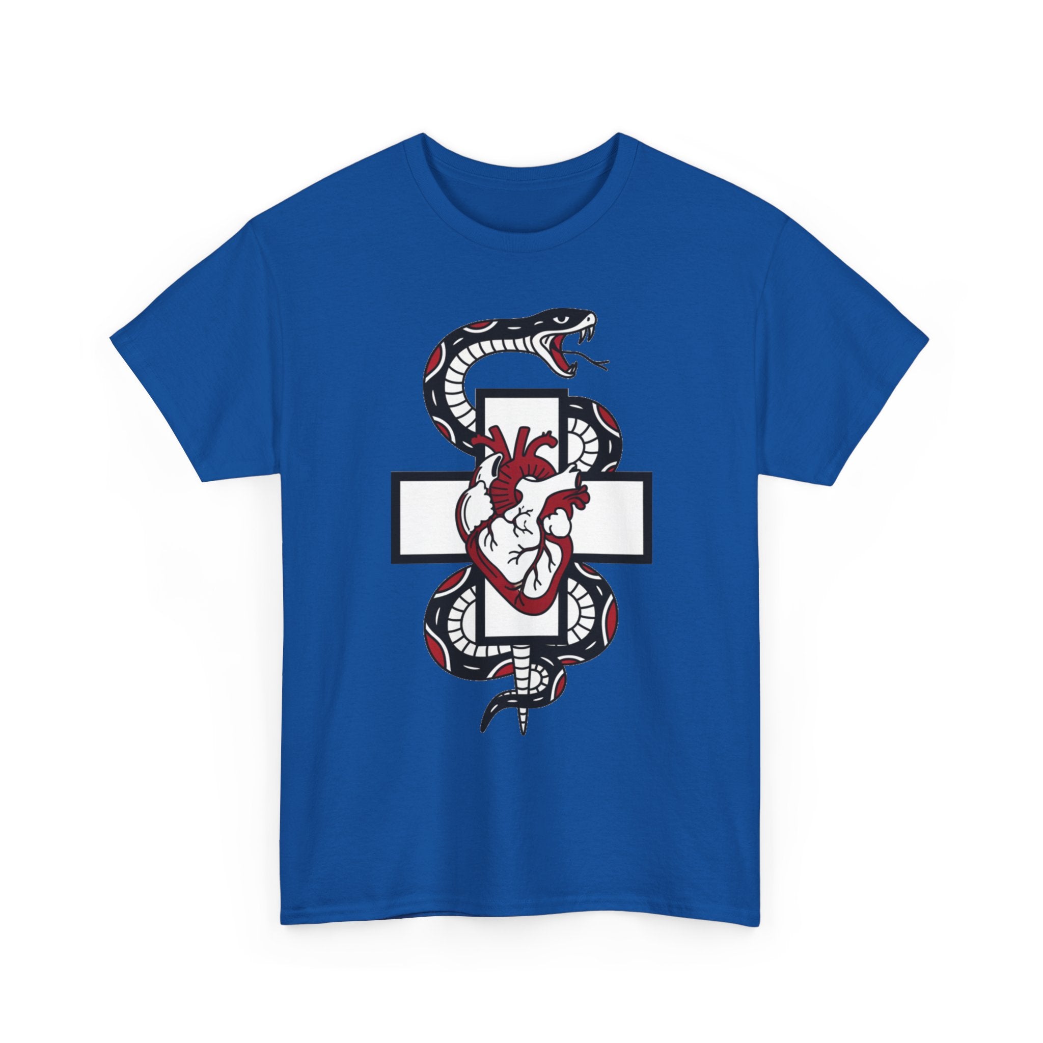 Snake & Anatomical Heart Graphic Tee — Gothic Medical Symbol Shirt