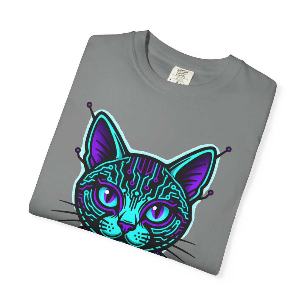Cyberpunk Cat T-Shirt — Neon Tech Kitten Graphic Tee