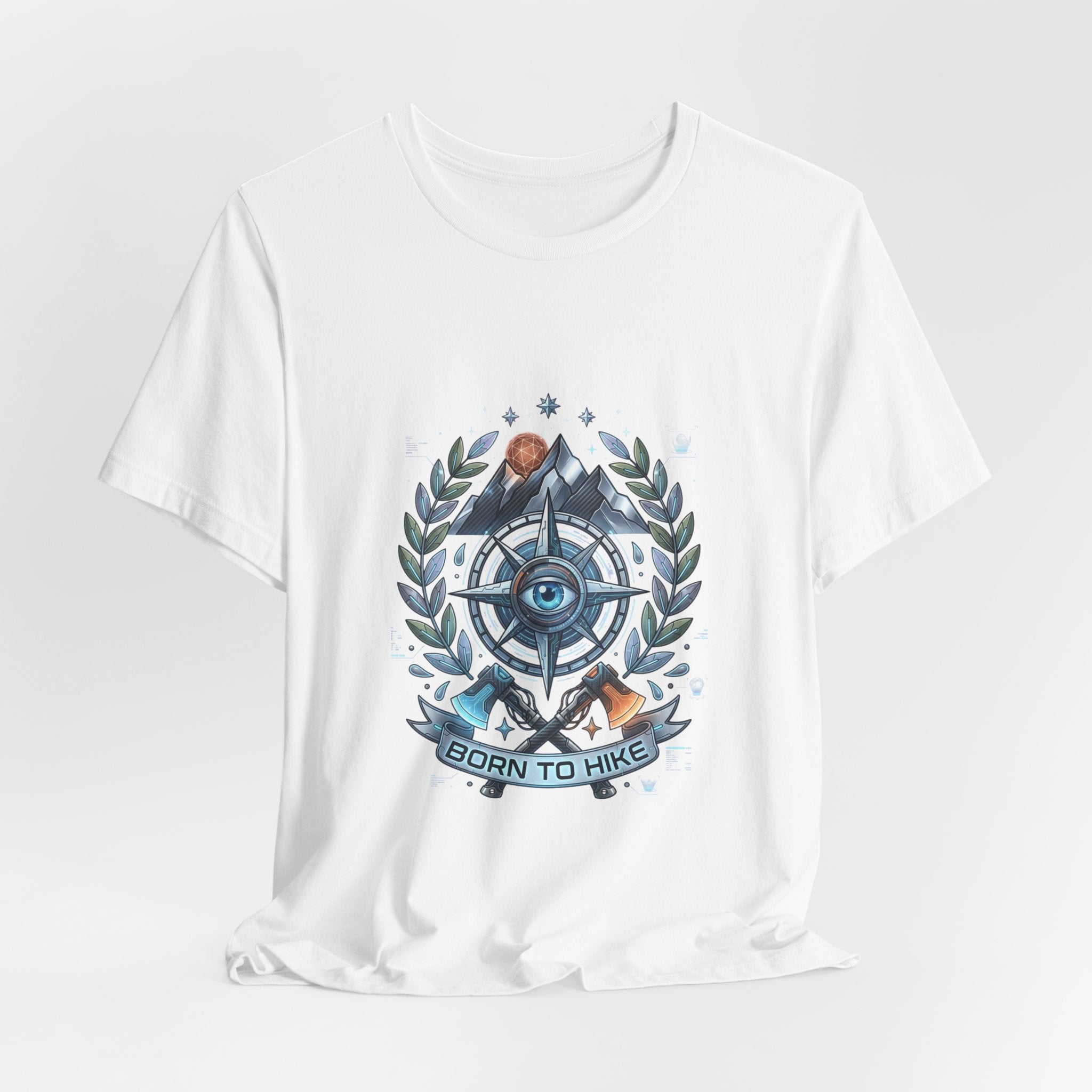 Born to Hike Compass Crest T-Shirt | Traditional Tattoo-Inspired, Outdoor Badge