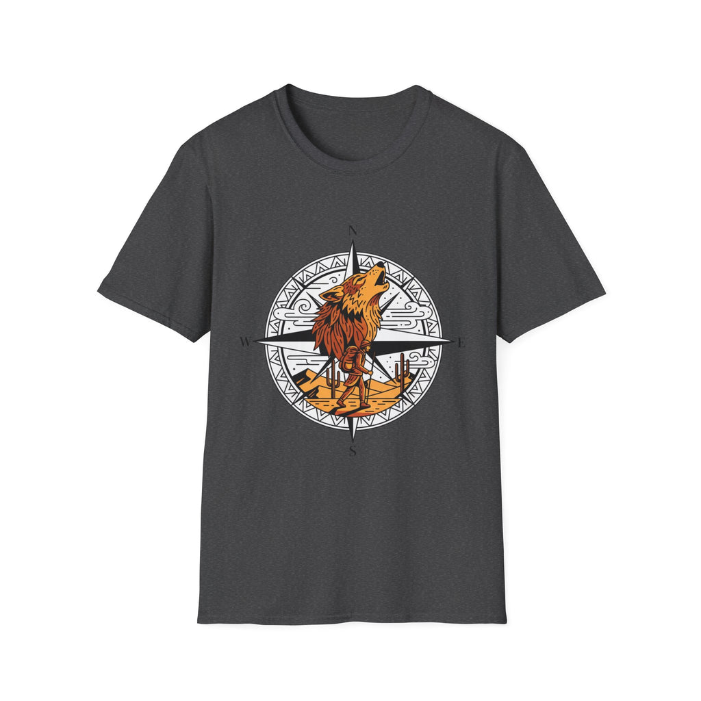 Wolf Compass T-Shirt — Howling Wolf Adventure Graphic Tee