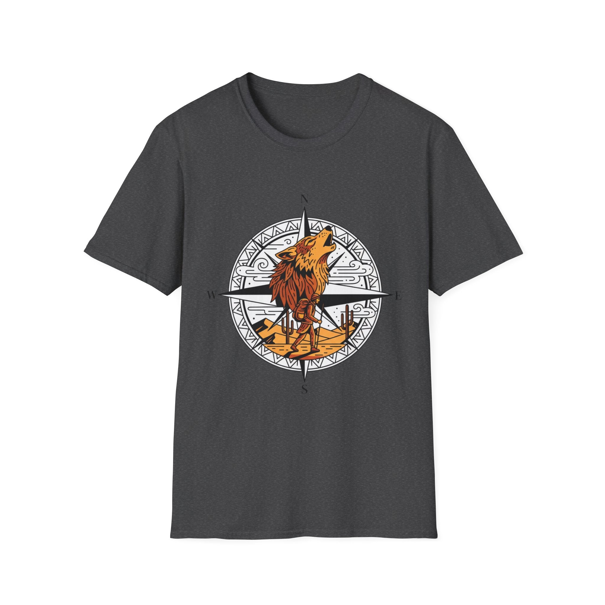 Wolf Compass T-Shirt — Howling Wolf Adventure Graphic Tee