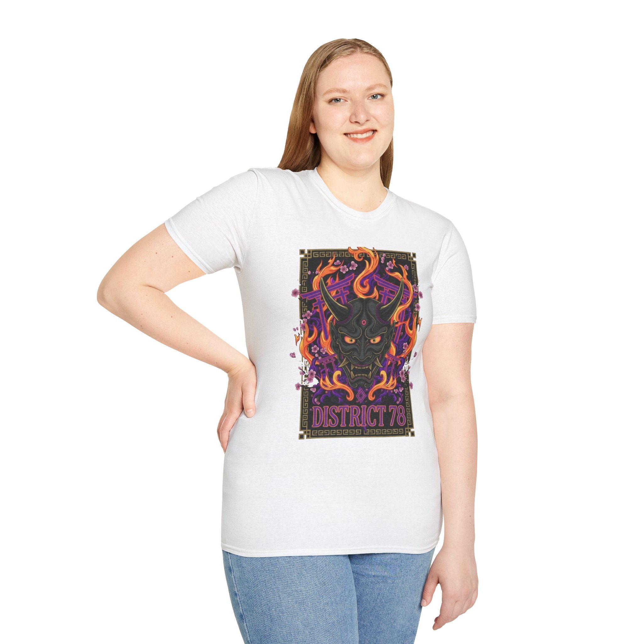 T-shirt Masque Démon Flammes — Tee Graphique District 78