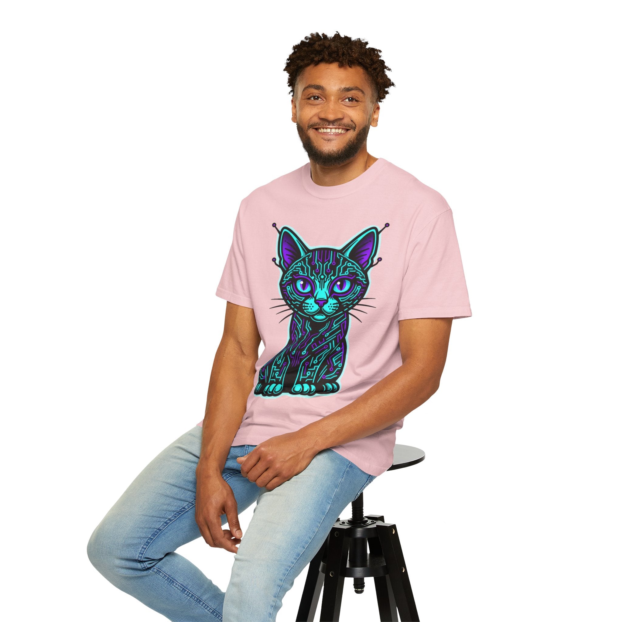 D78 Cyber Felines — Neon Cat T-shirt