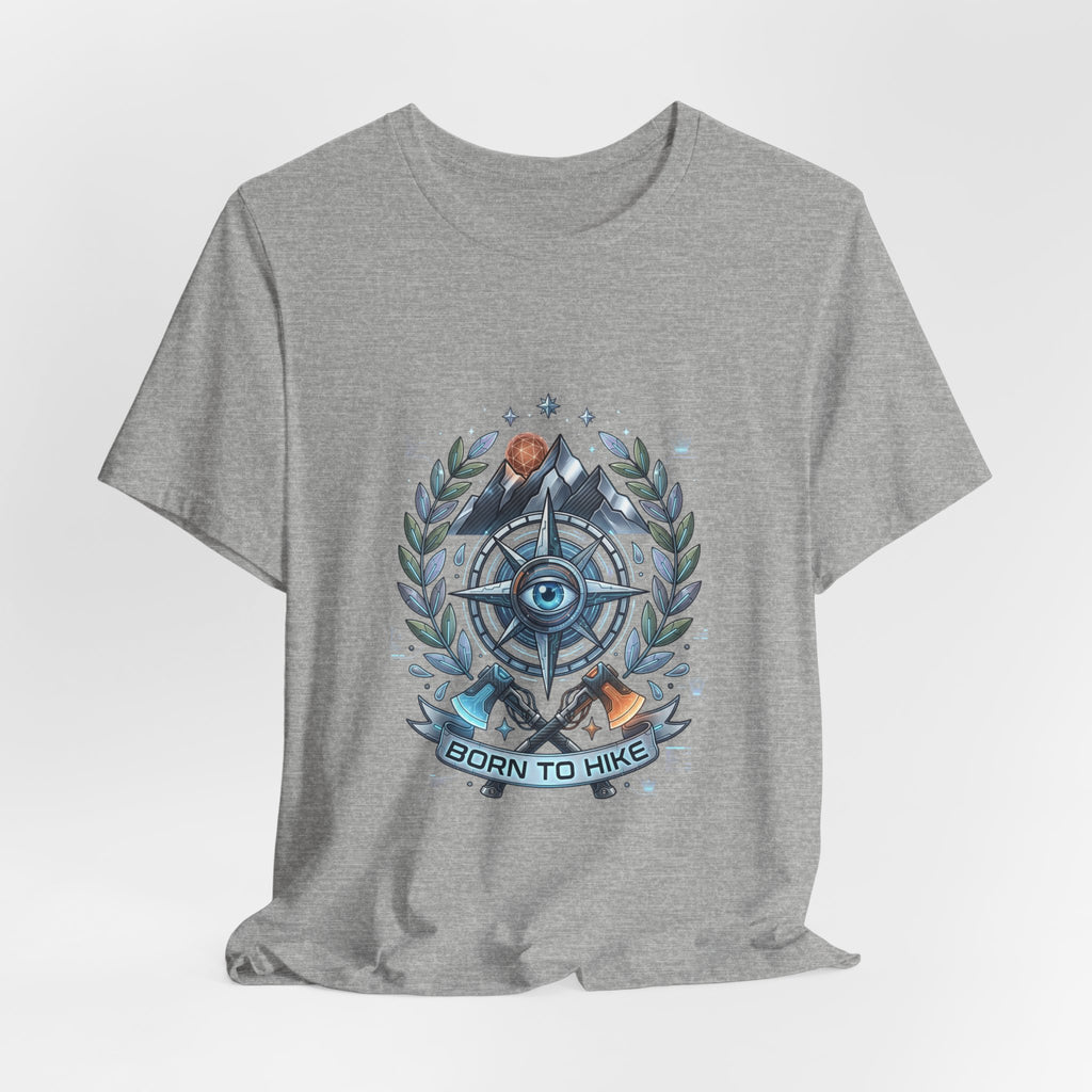 Born to Hike Compass Crest T-Shirt | Traditional Tattoo-Inspired, Outdoor Badge