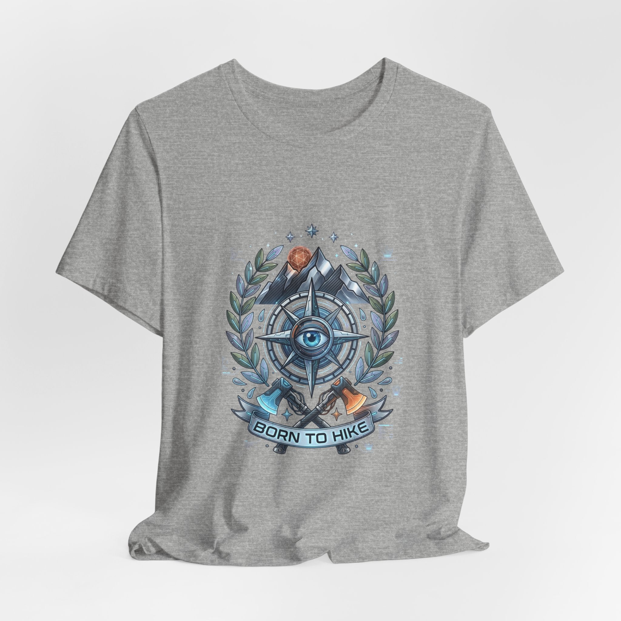 Born to Hike Compass Crest T-Shirt | Traditional Tattoo-Inspired, Outdoor Badge
