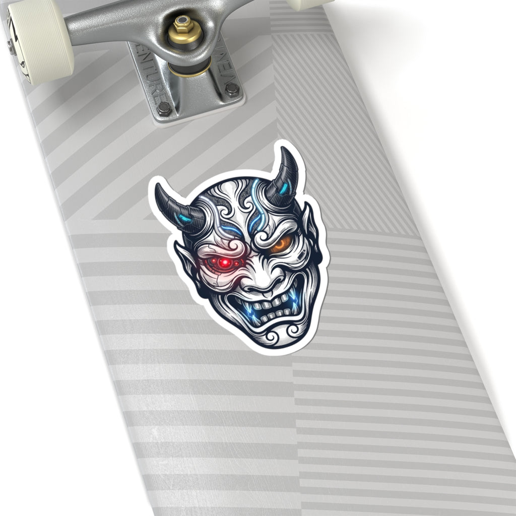 Hannya Demon Mask Kiss-Cut Sticker | Traditional Tattoo Flash, Bold Outline