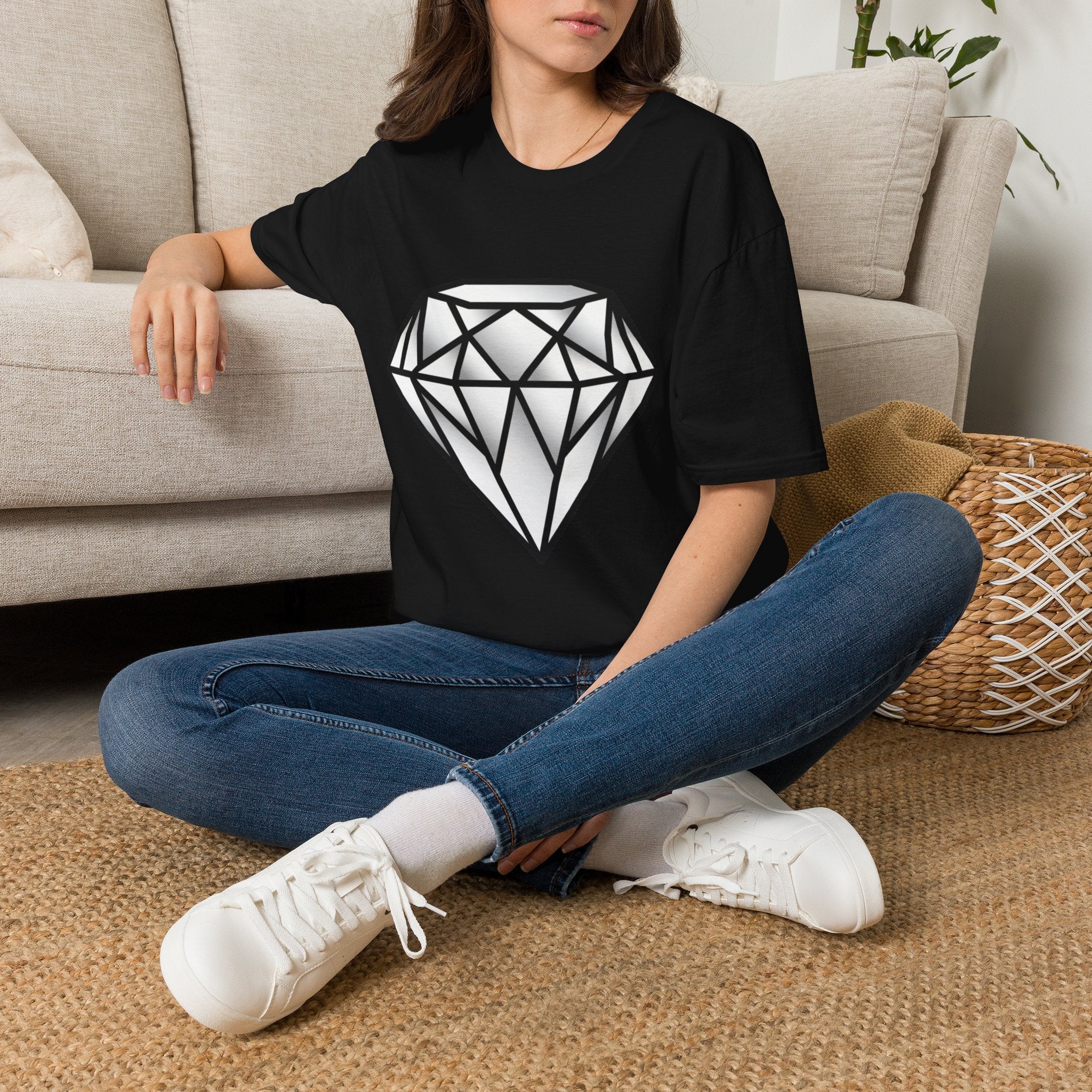 Diamond Graphic T-Shirt — Geometric Gem Tee for Casual Streetwear