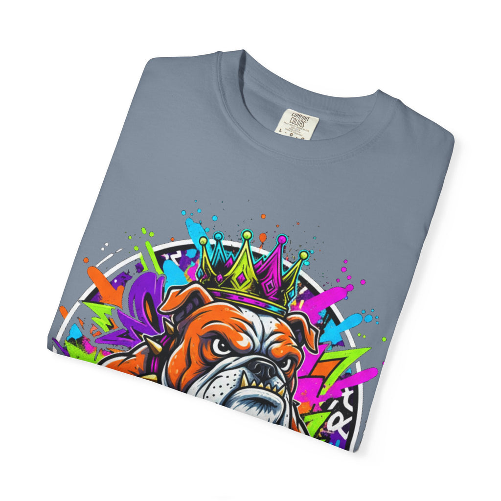 Bulldog Graffiti T-Shirt — Colorful King Crown Streetwear Tee