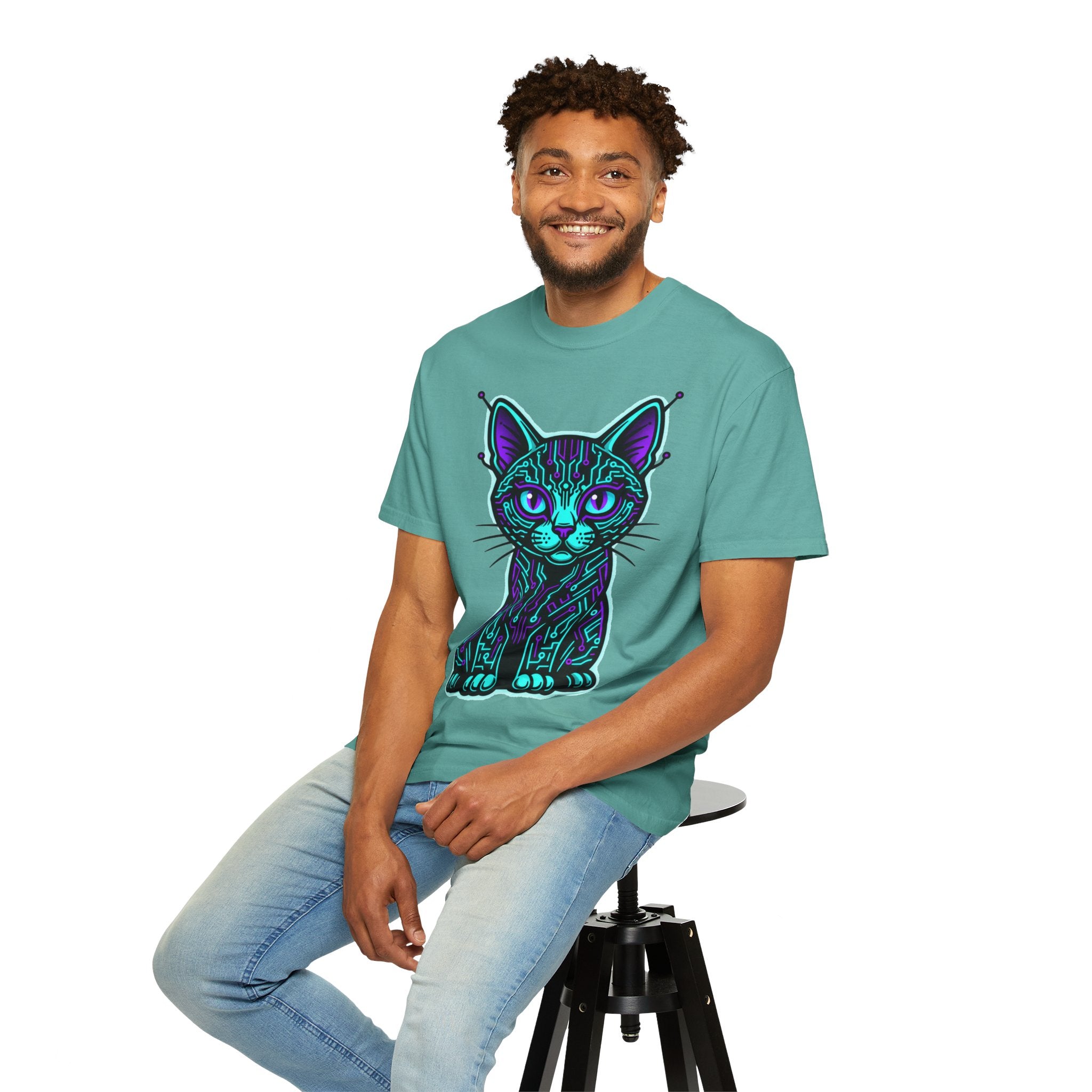 D78 Cyber Felines — Neon Cat T-shirt
