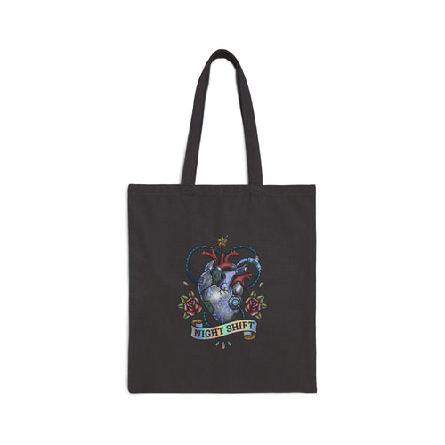 Anatomical Heart Night Shift Tote | Traditional Tattoo-Inspired, Banner & Florals