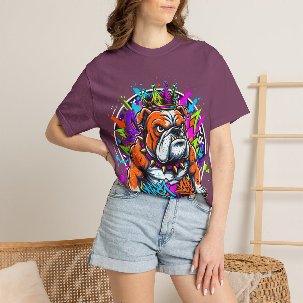 Bulldog Graffiti T-Shirt — Colorful King Crown Streetwear Tee