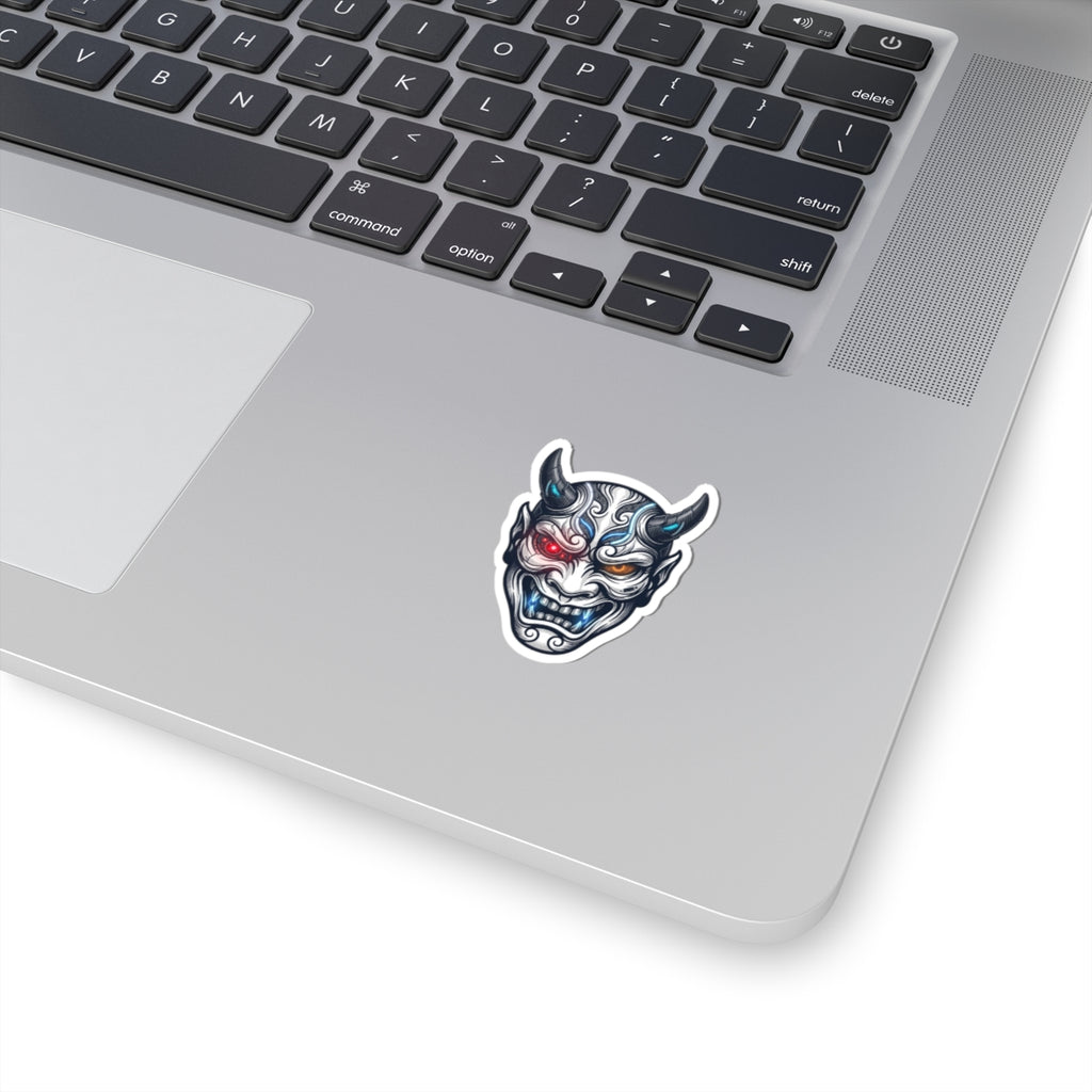 Hannya Demon Mask Kiss-Cut Sticker | Traditional Tattoo Flash, Bold Outline