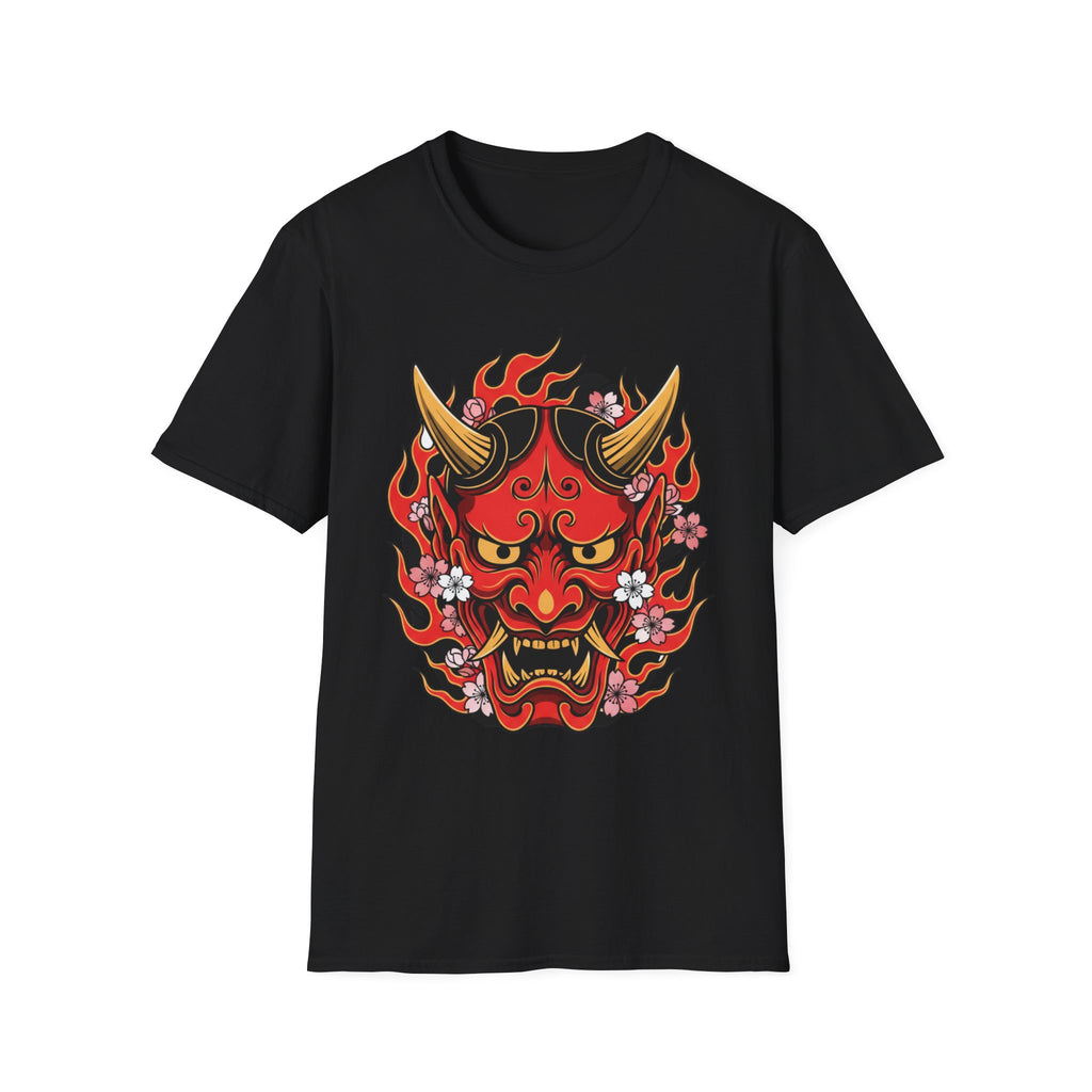 Hannya Oni Mask T-Shirt — Japanese Demon Flame Graphic Tee