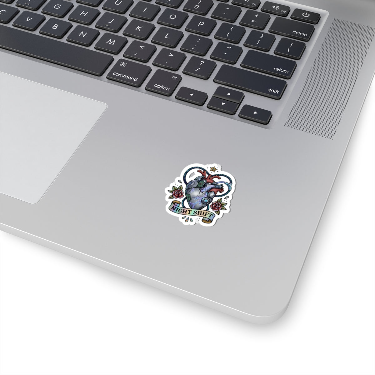 Night Shift Anatomical Heart Sticker | Traditional Tattoo Flash, Rose Banner