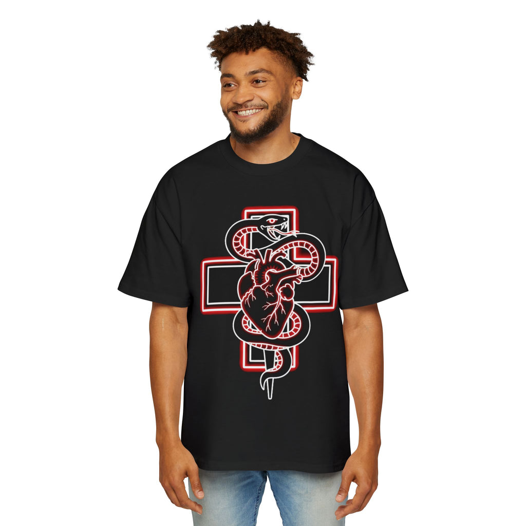 Graphic Tee — Anatomical Heart & Snake Cross Design