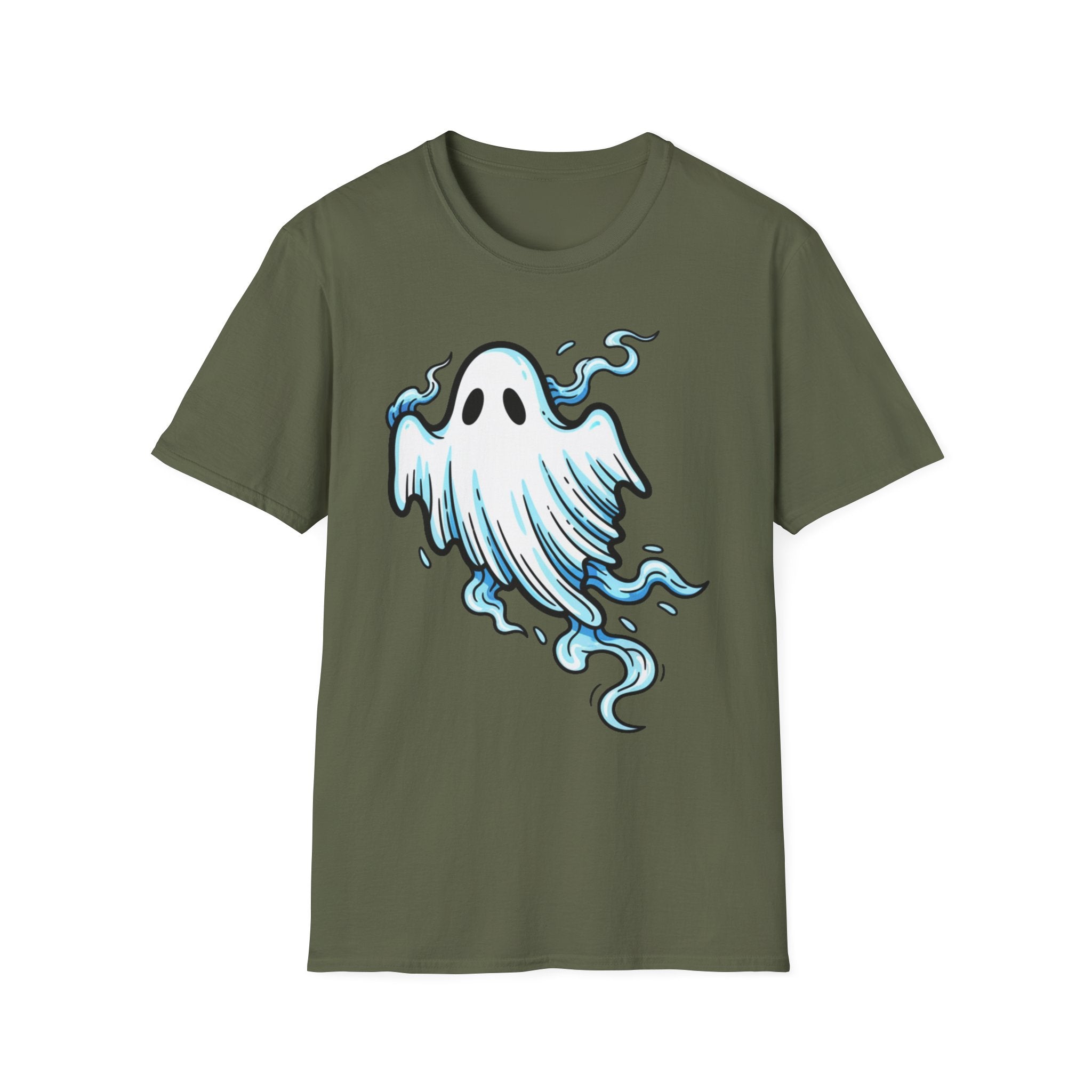 Ghost Graphic T-Shirt — Cute Blue Floating Ghost Halloween Tee