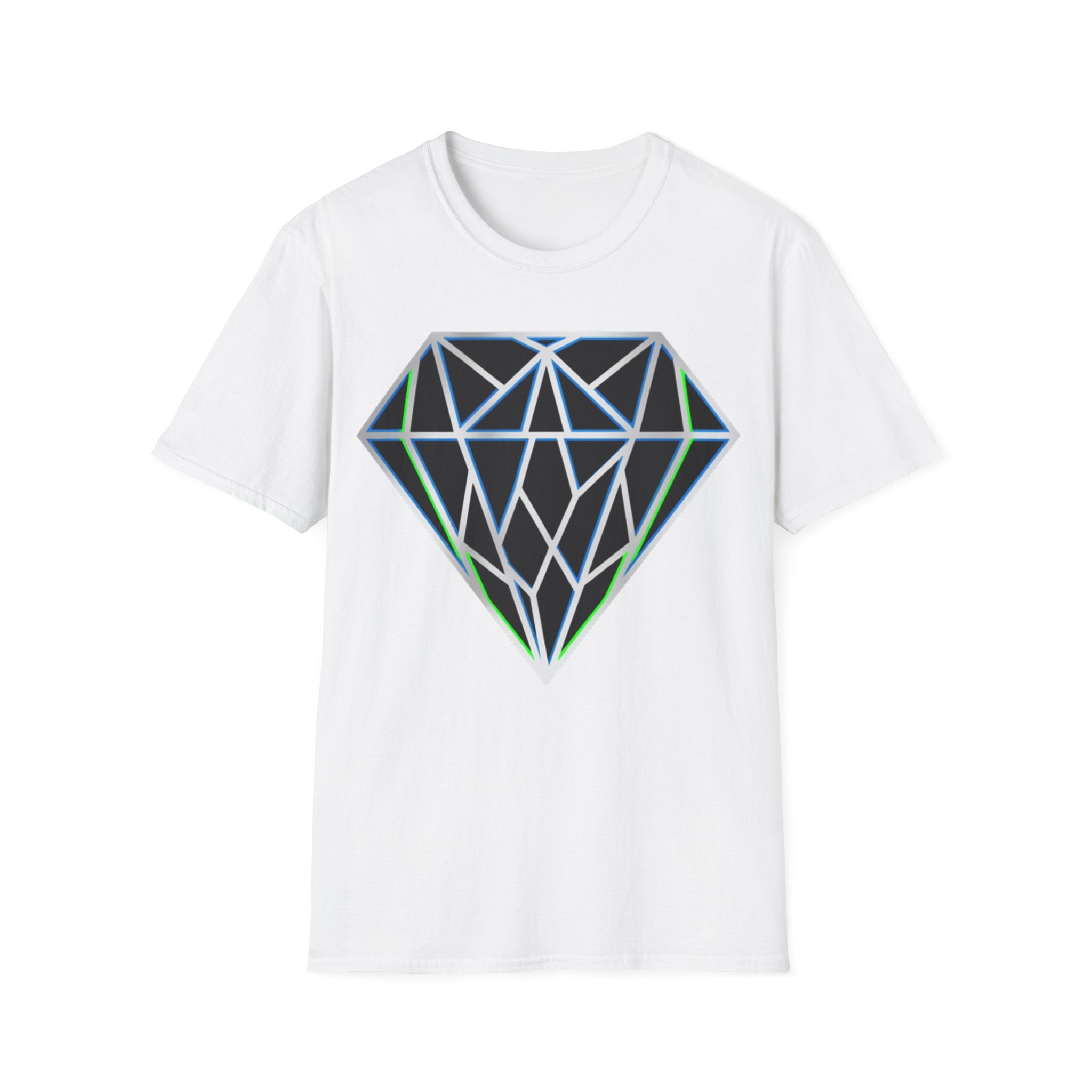 Geometric Diamond Tee - Futuristic Prism Gemstone Graphic T-Shirt