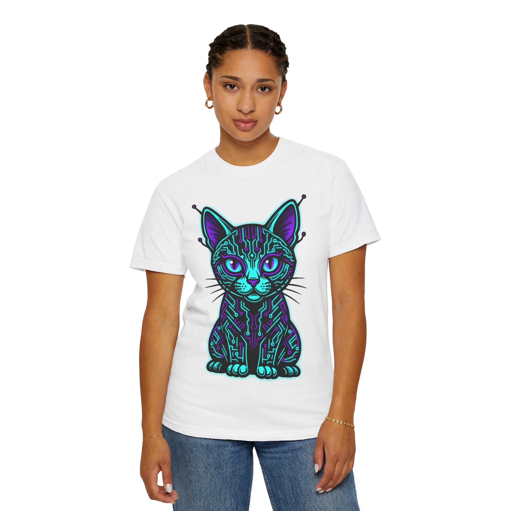 D78 Cyber Felines — Neon Cat T-shirt