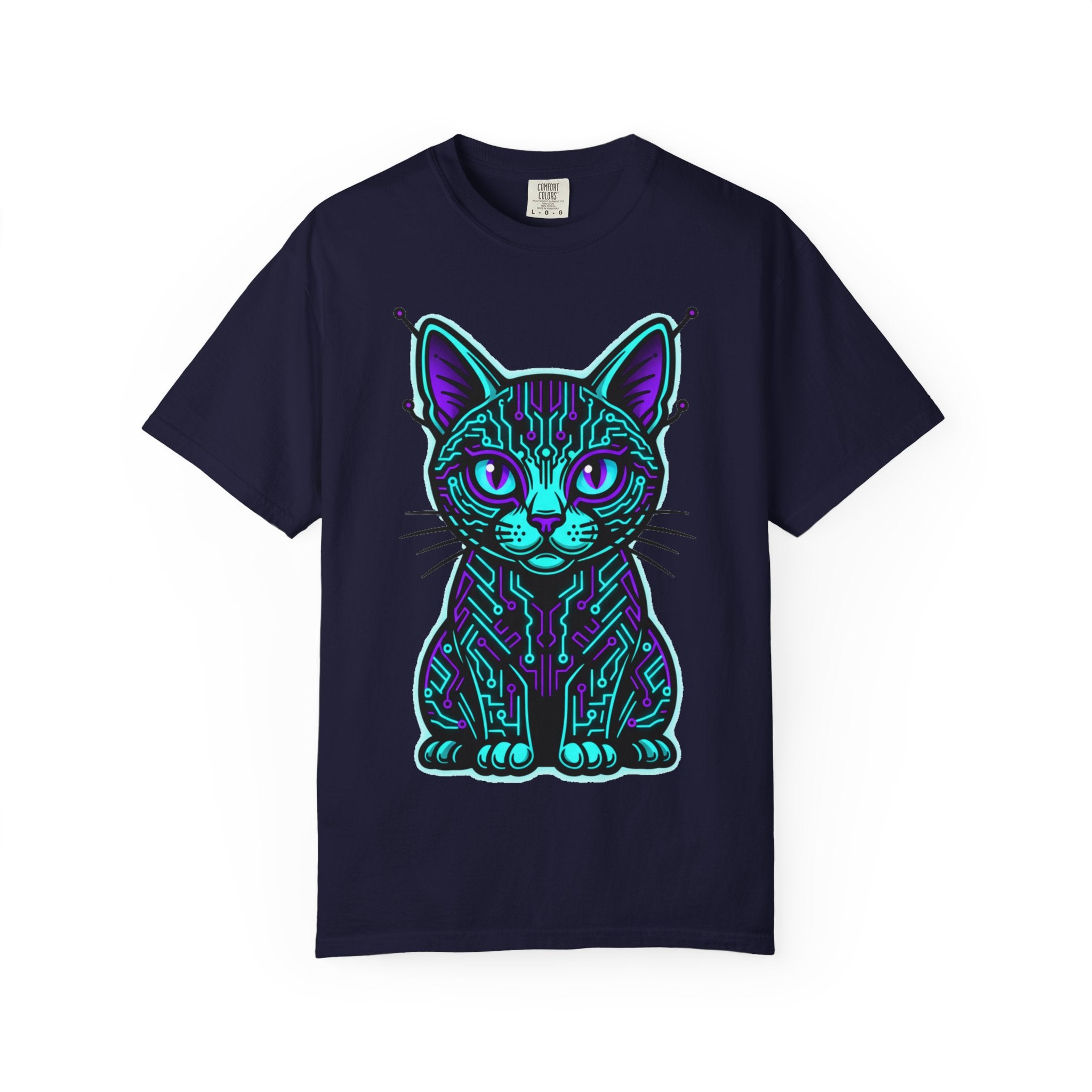 D78 Cyber Felines — Neon Cat T-shirt