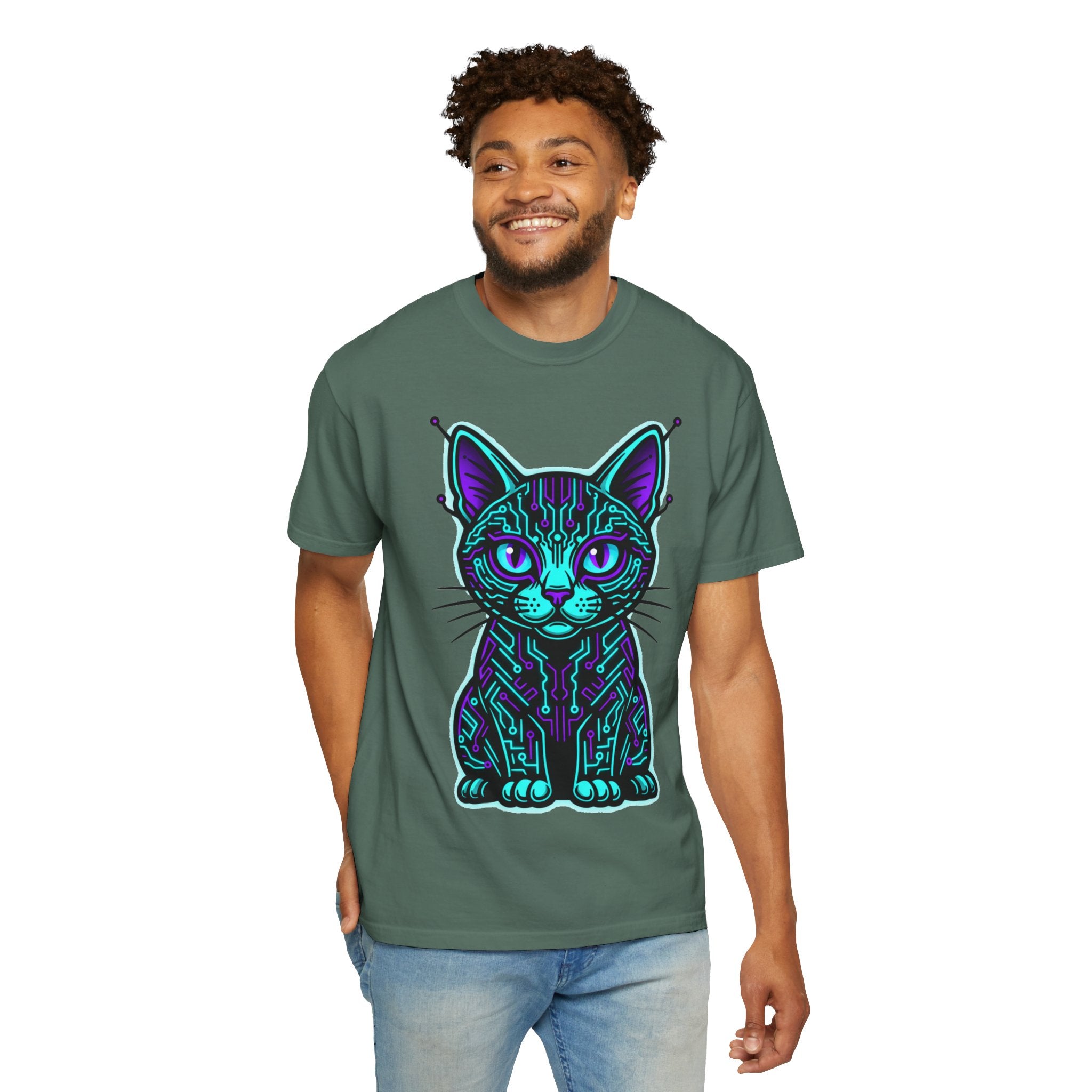 D78 Cyber Felines — Neon Cat T-shirt