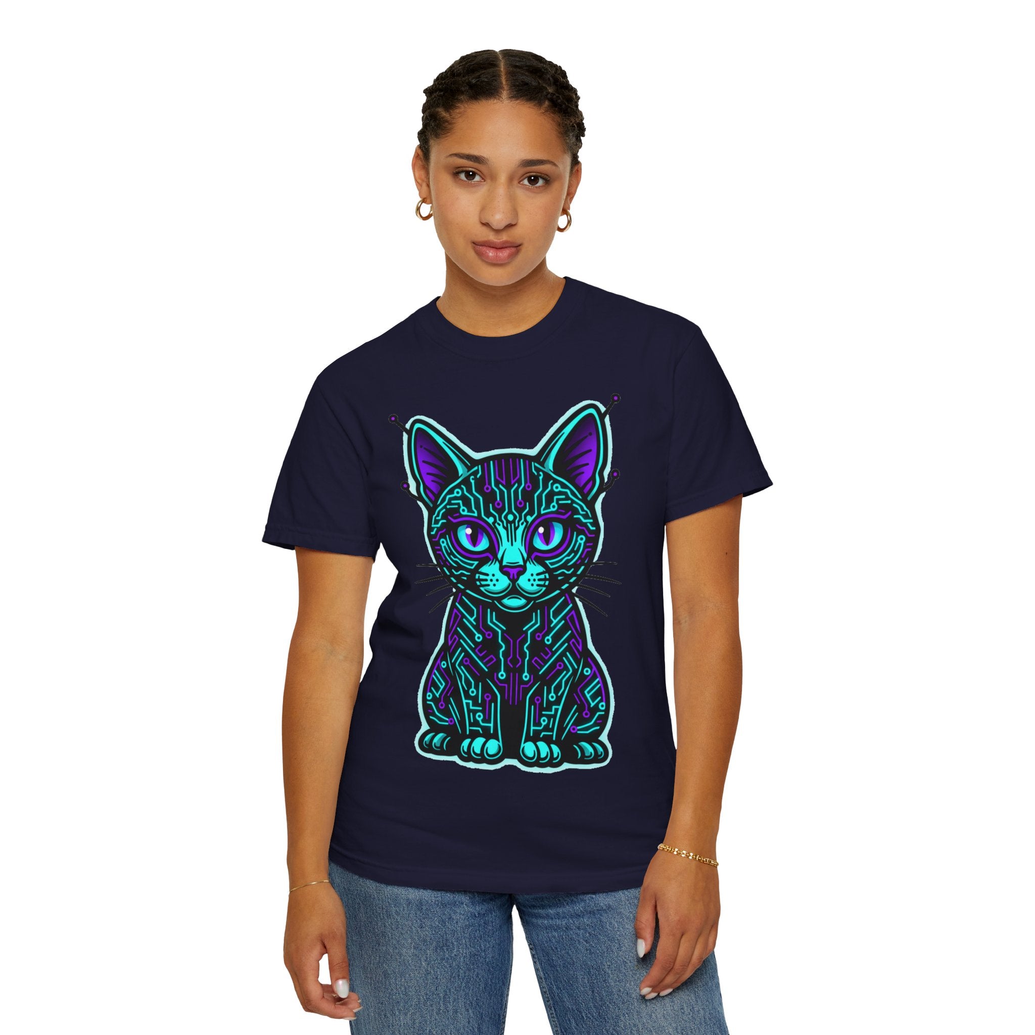 D78 Cyber Felines — Neon Cat T-shirt
