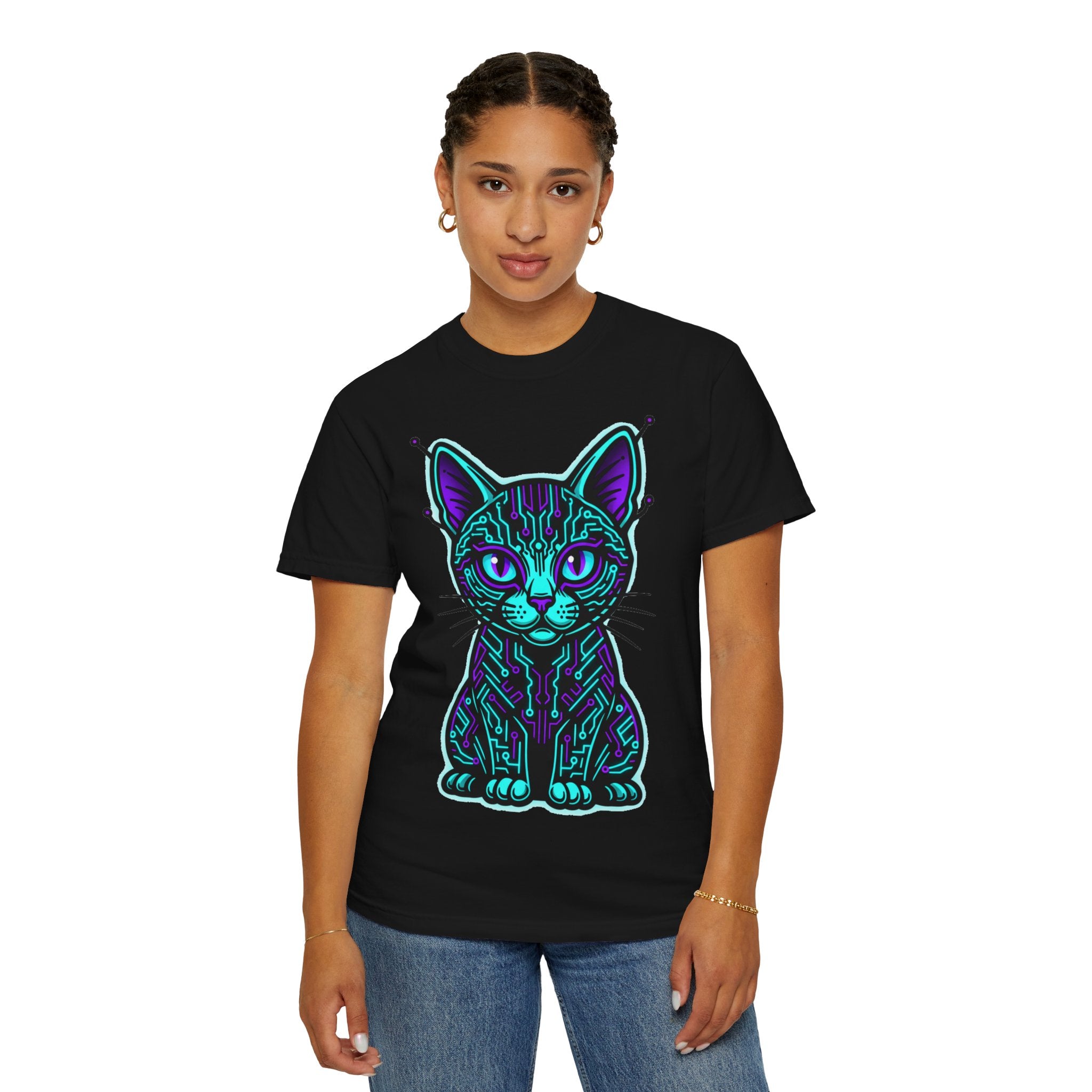 D78 Cyber Felines — Neon Cat T-shirt