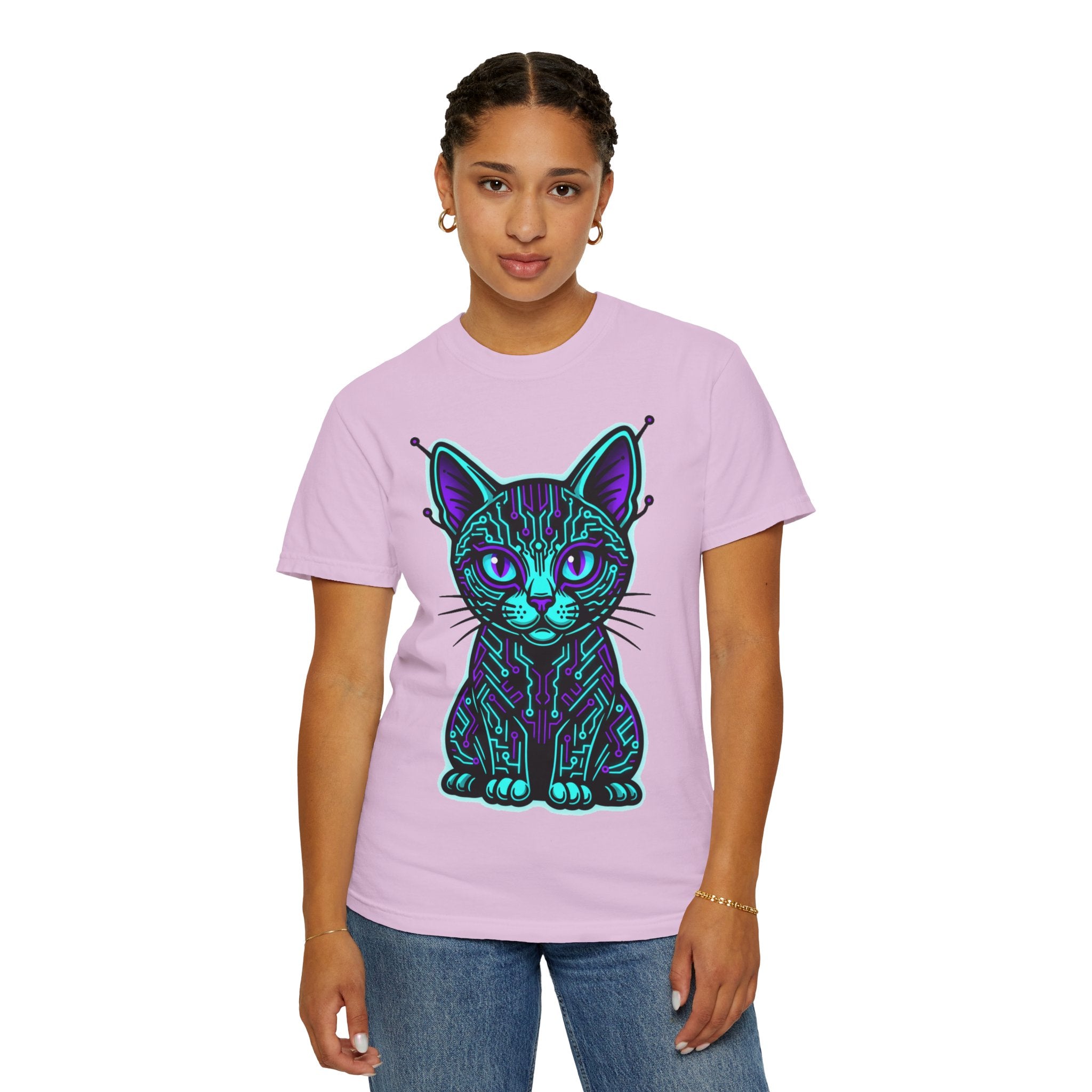D78 Cyber Felines — Neon Cat T-shirt