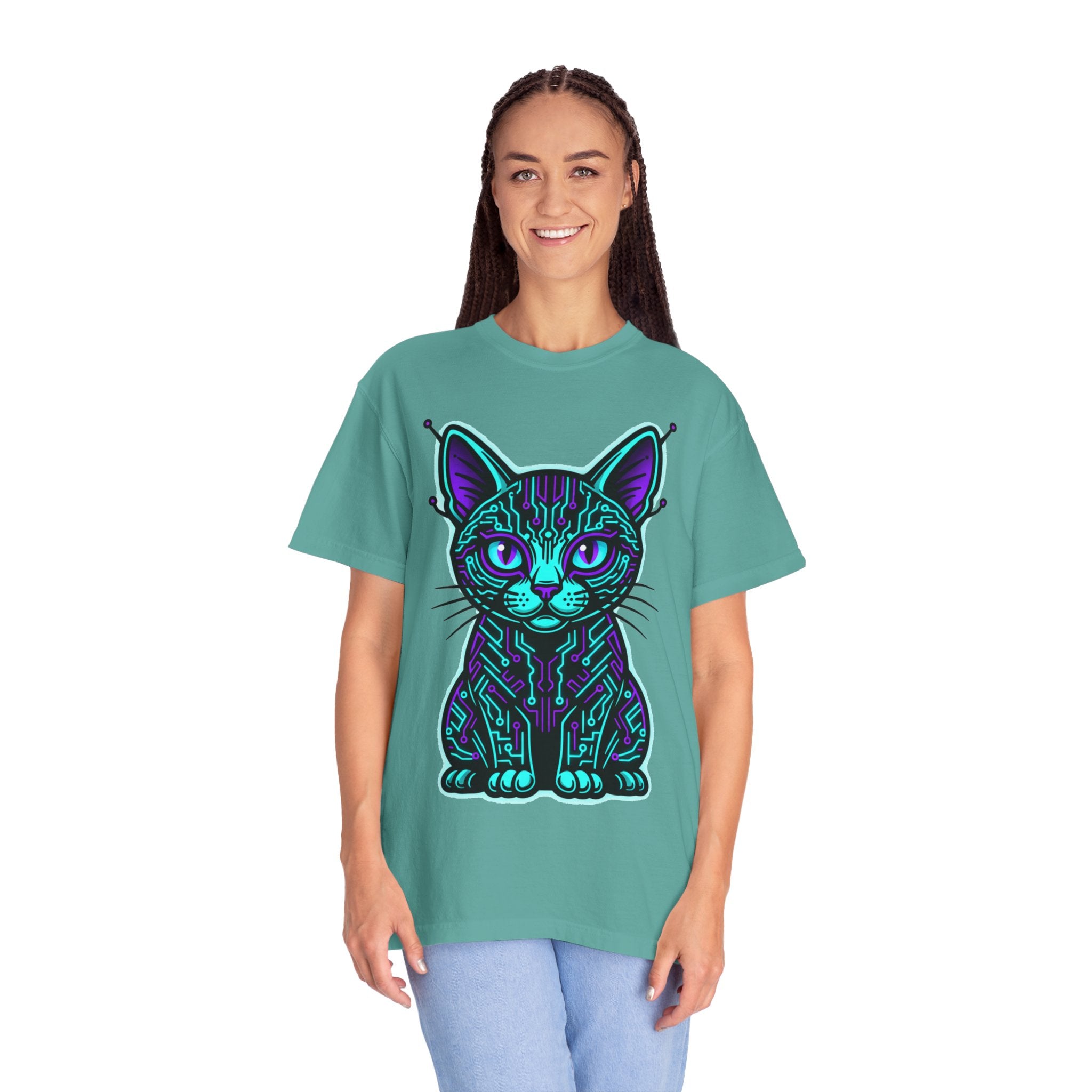 D78 Cyber Felines — Neon Cat T-shirt