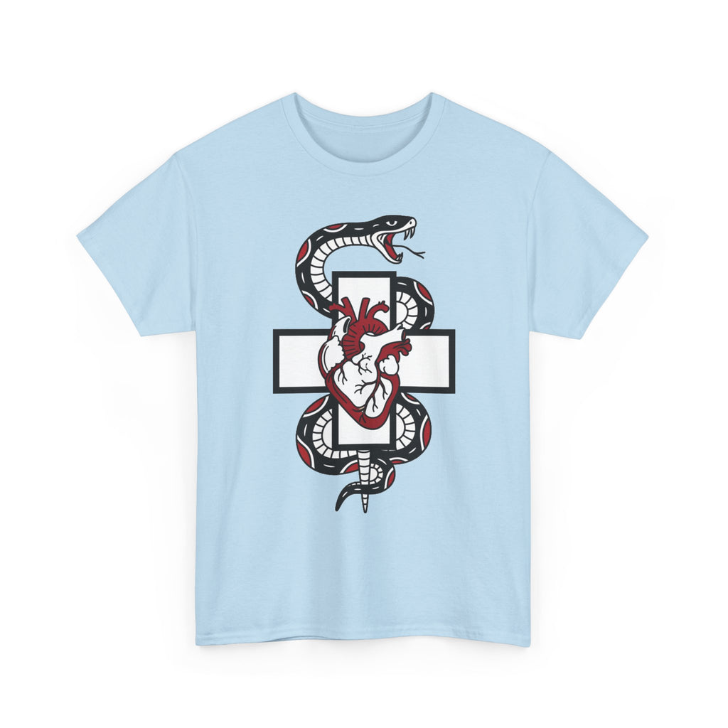 Snake & Anatomical Heart Graphic Tee — Gothic Medical Symbol Shirt