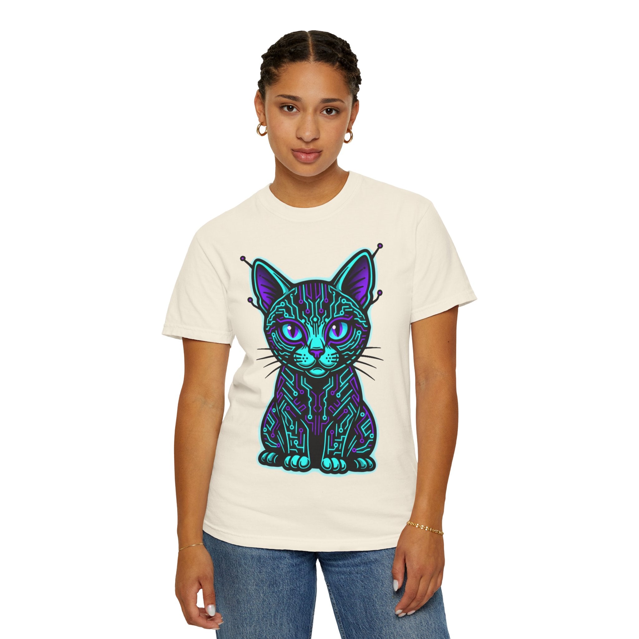 D78 Cyber Felines — Neon Cat T-shirt
