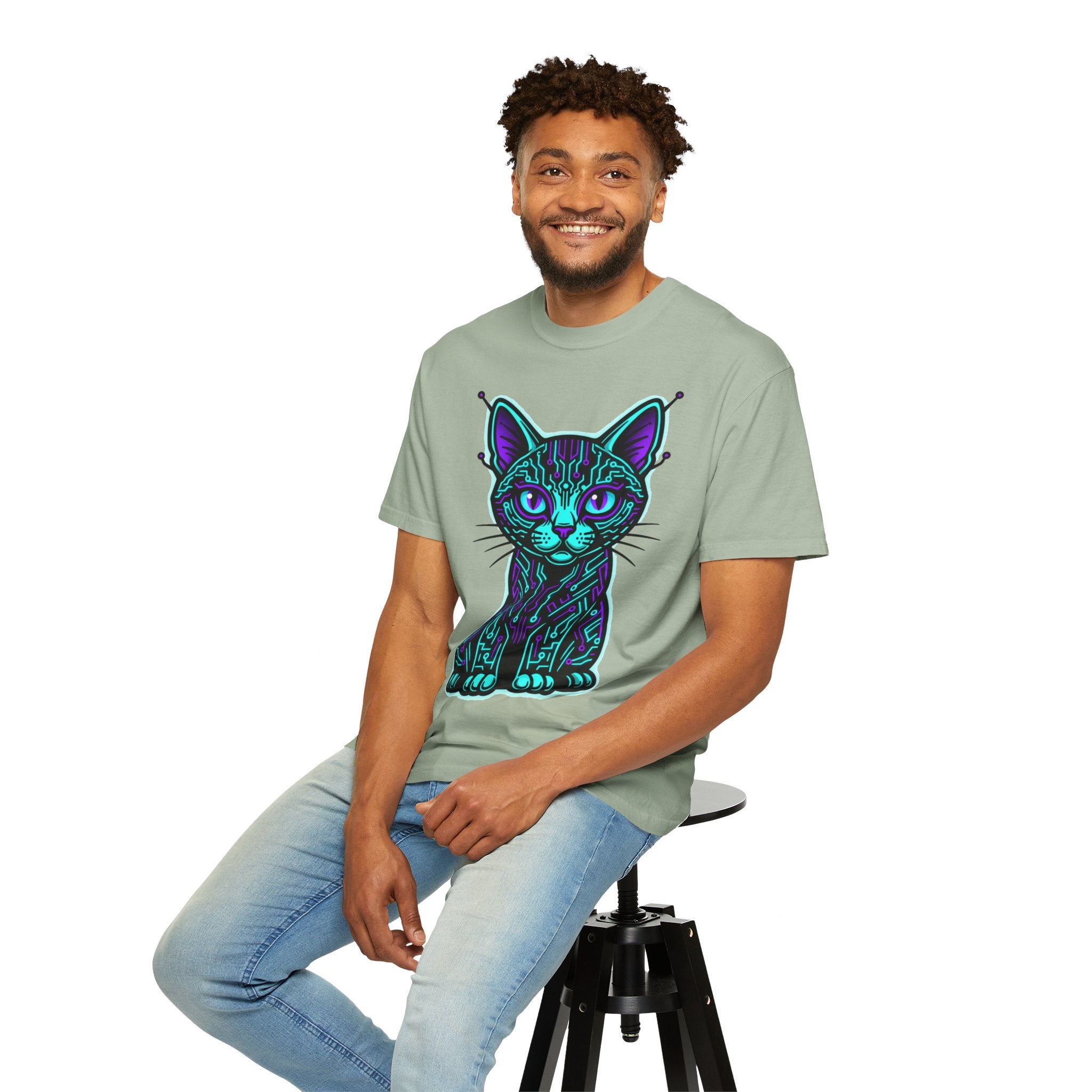 D78 Cyber Felines — Neon Cat T-shirt