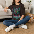 Cyber Wolf T-Shirt — Futuristic Neon Gamer Tee with 'Cyborg Feline' Badge