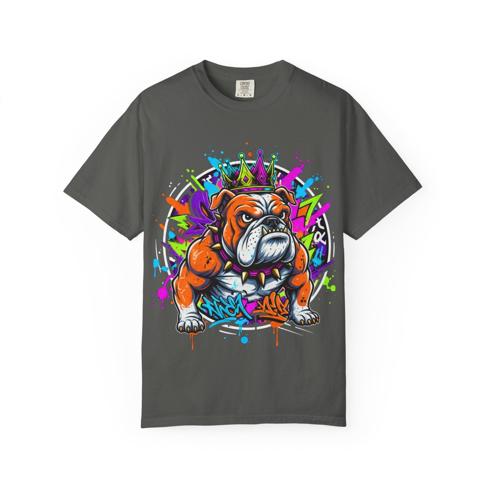 D78 Street Kings — Crown graffiti bulldog T-shirt
