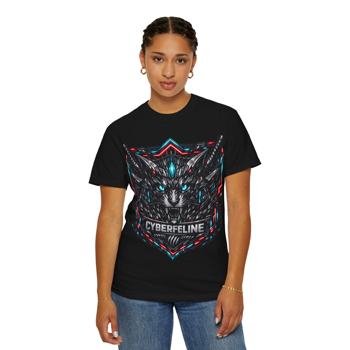T-shirt unisexe chat cyberpunk — D78 Cyberfeline