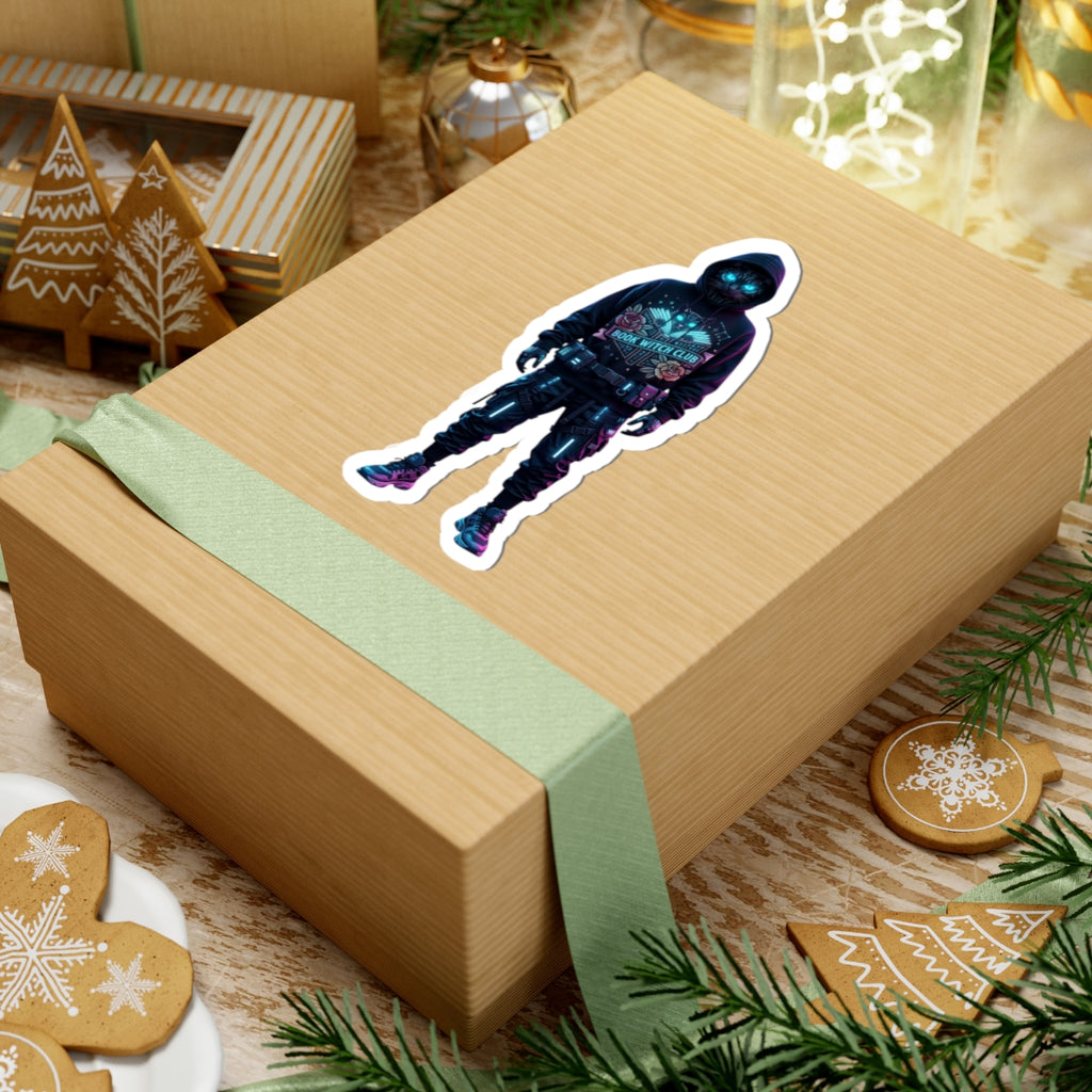 Neon Hooded Figure Sticker | Traditional Tattoo-Inspired, Flash-Style Kiss-Cut