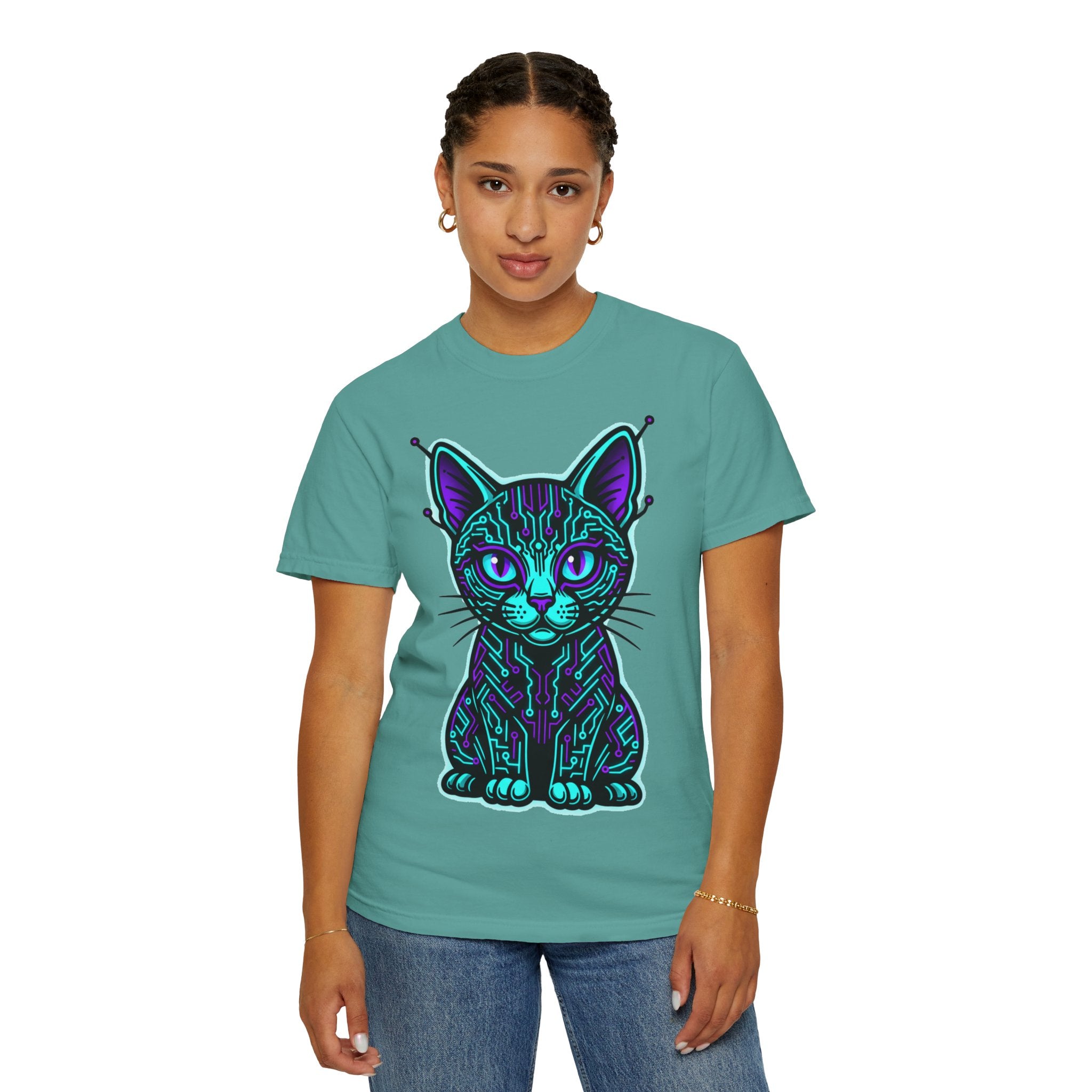 D78 Cyber Felines — Neon Cat T-shirt