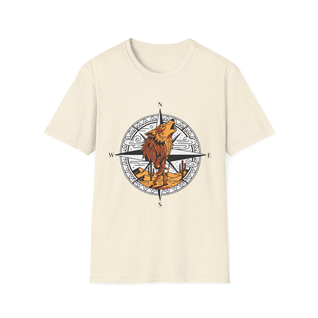 Wolf Compass T-Shirt — Howling Wolf Adventure Graphic Tee