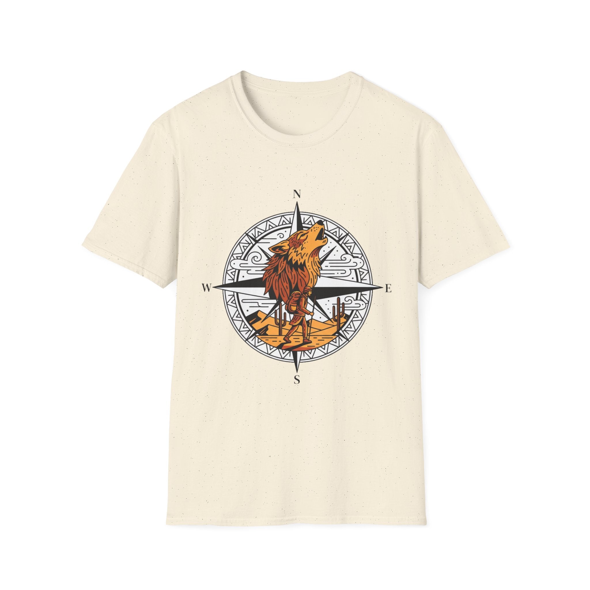 Wolf Compass T-Shirt — Howling Wolf Adventure Graphic Tee