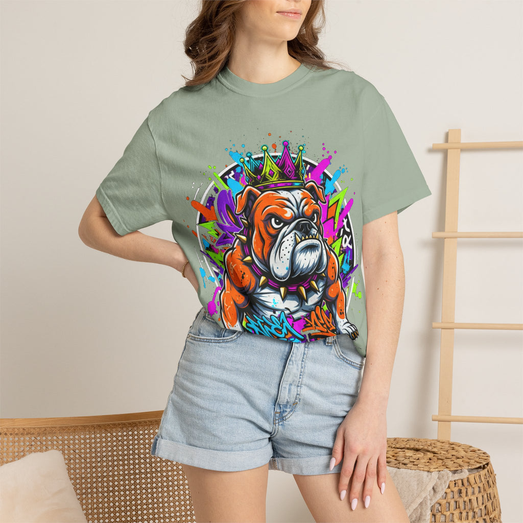 Bulldog Graffiti T-Shirt — Colorful King Crown Streetwear Tee