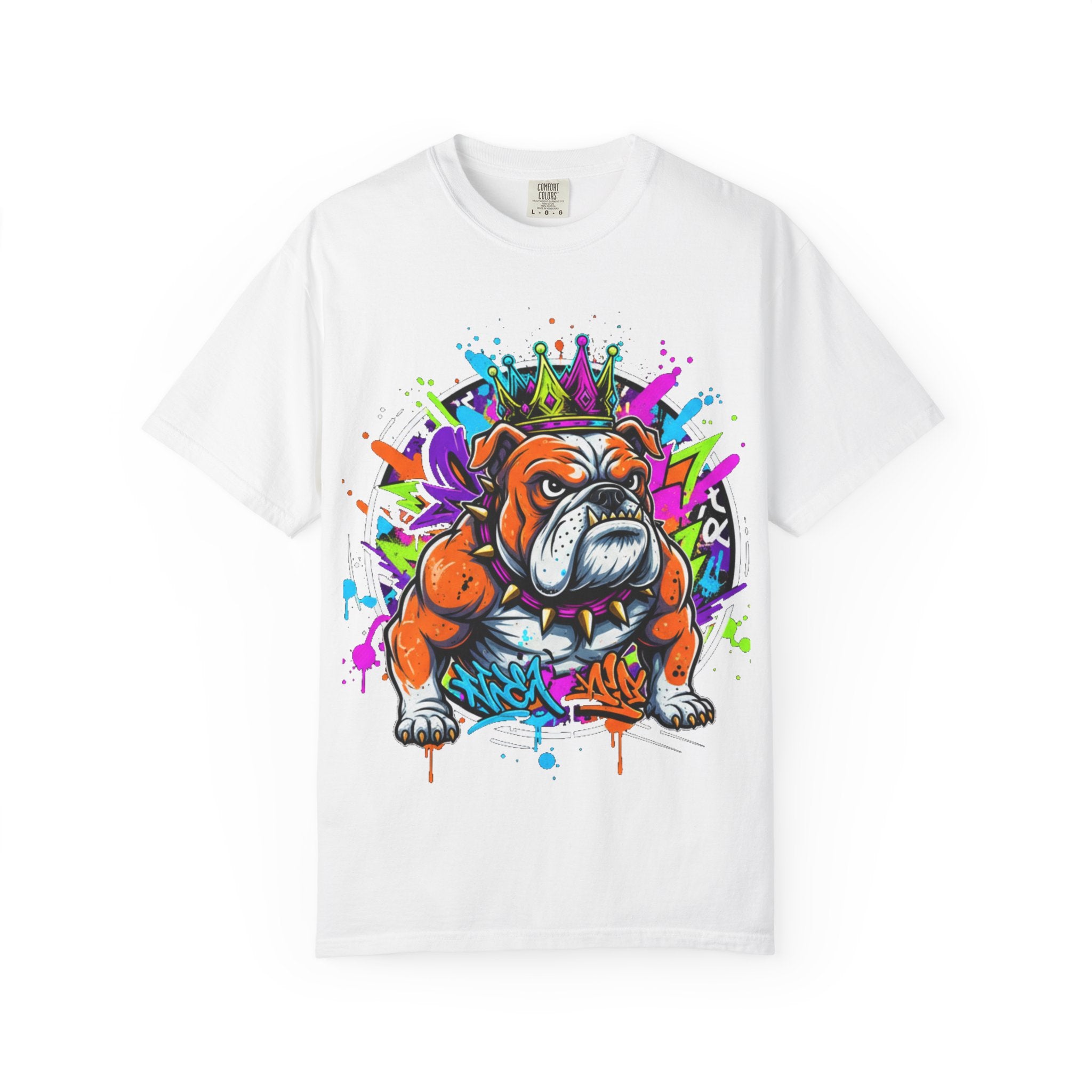 D78 Street Kings — Crown graffiti bulldog T-shirt