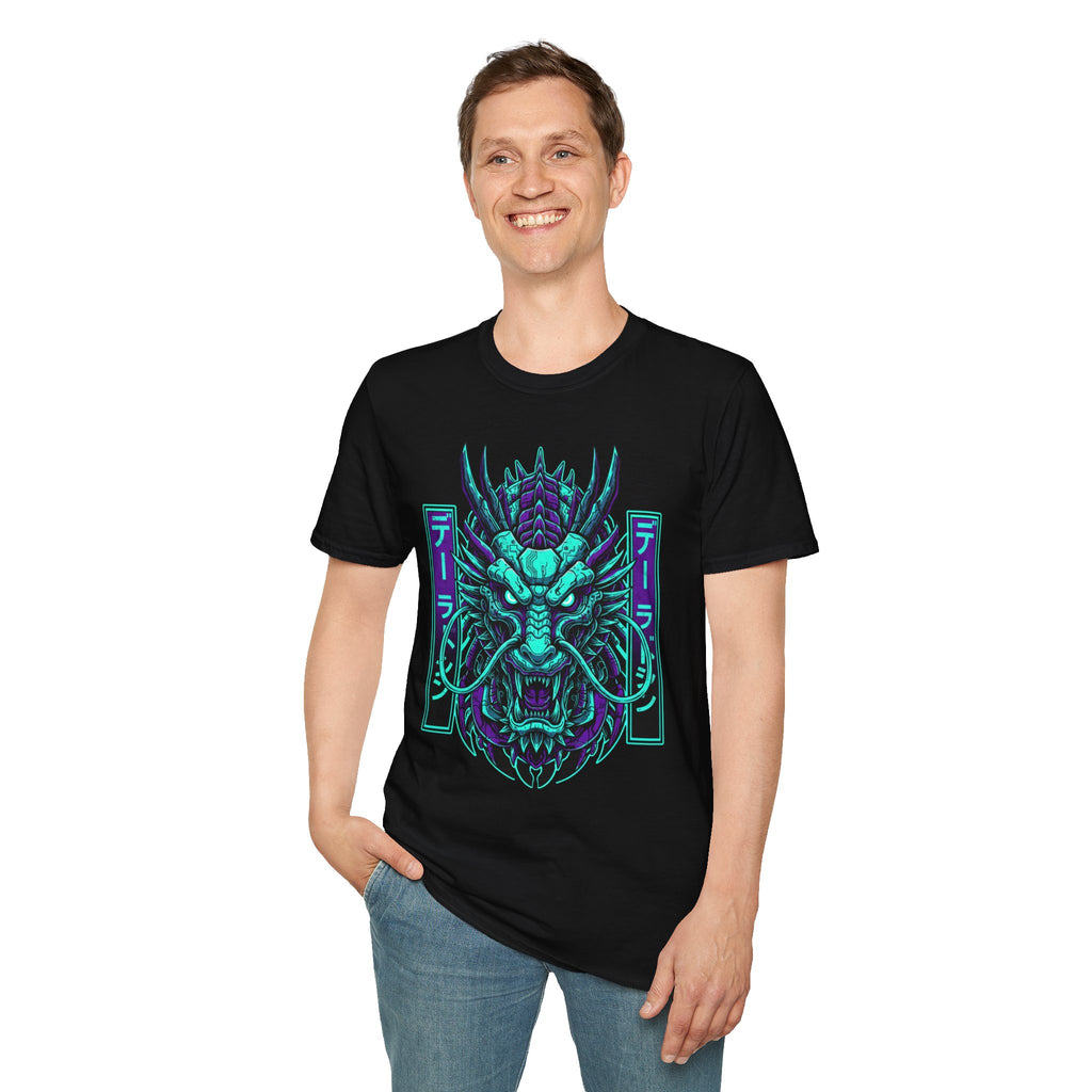T-shirt Oni Démon Néon — Masque Cyberpunk Japonais