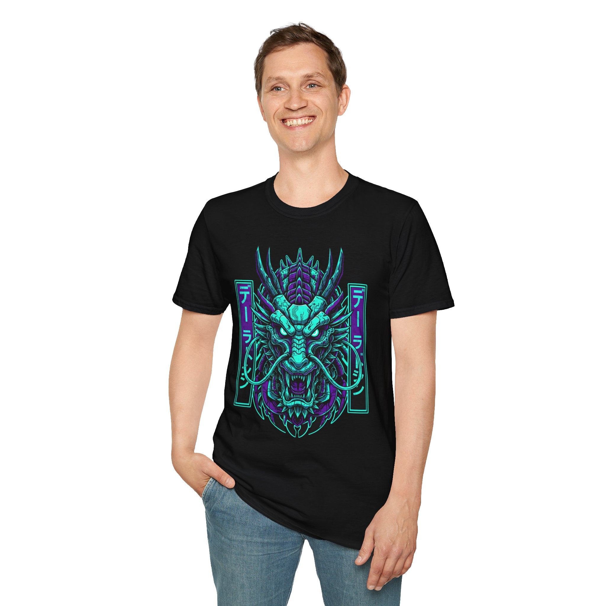 T-shirt Oni Démon Néon — Masque Cyberpunk Japonais