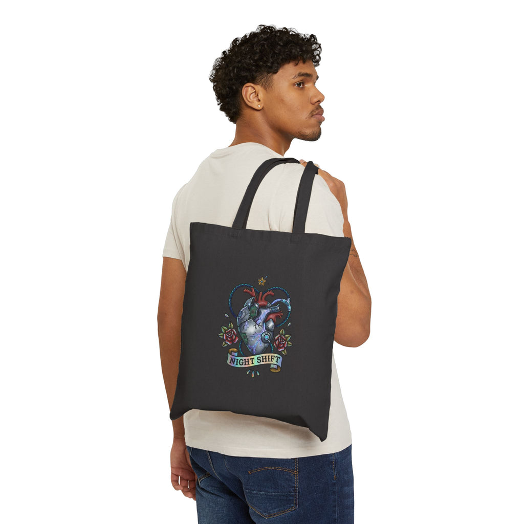 Anatomical Heart Night Shift Tote | Traditional Tattoo-Inspired, Banner & Florals