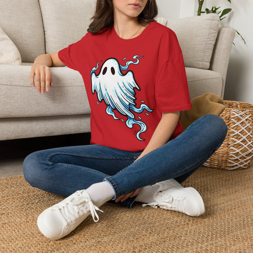Ghost Graphic T-Shirt — Cute Blue Floating Ghost Halloween Tee