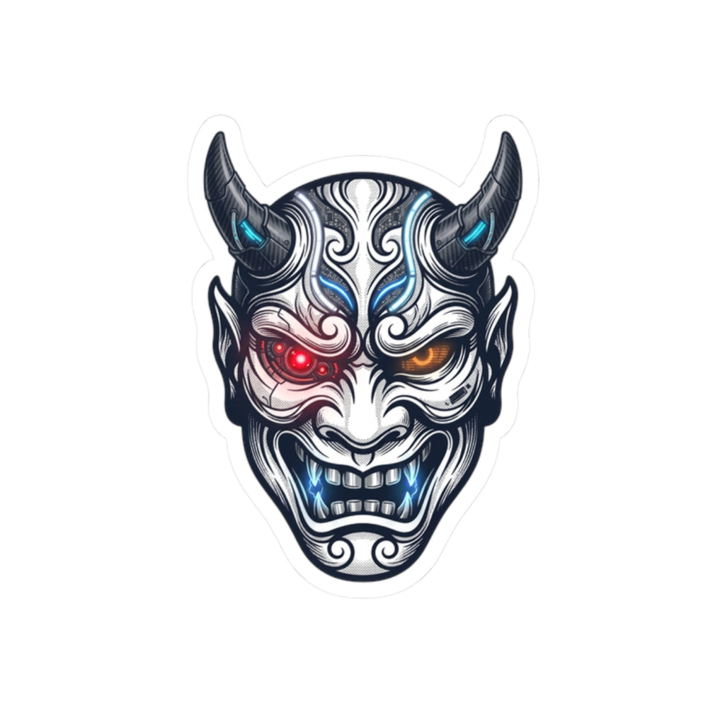 Hannya Demon Mask Kiss-Cut Sticker | Traditional Tattoo Flash, Bold Outline
