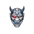 Hannya Demon Mask Kiss-Cut Sticker | Traditional Tattoo Flash, Bold Outline